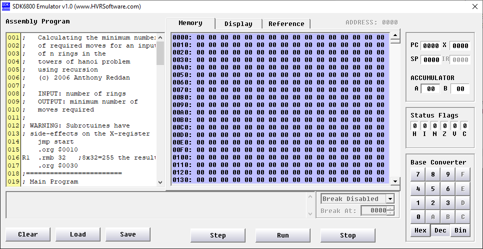 Screenshot of Motorola 6800 Emulator  IDE (SDK6800)